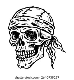 A vintage style icon of a skull bandana