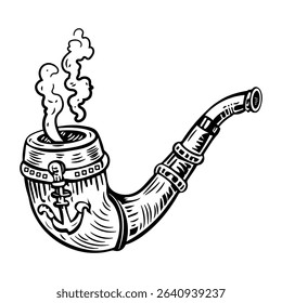 A vintage style icon of a smoking pipe