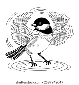 Vintage style illustration of chickadee dance