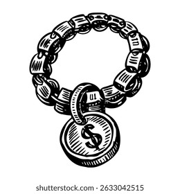 A vintage style illustration of a coin necklace