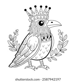 Vintage style illustration of a crowned crow