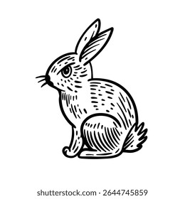 A vintage style illustration of a delightful rabbit, perfect for various creative and media projects