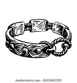 Uma ilustração de estilo vintage que representa a pulseira charme