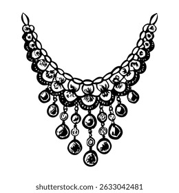 A vintage style illustration depicting festoon necklace