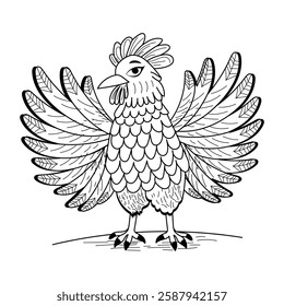 A vintage style illustration depicting ruffles feathers