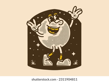 Vintage style illustration design of happy character