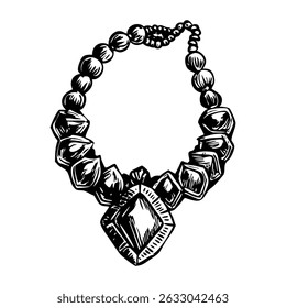 A vintage style illustration of garnet necklace