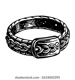 A vintage style illustration of gold bracelet