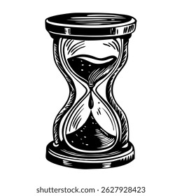 A vintage style illustration of an hourglass