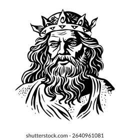 A vintage style illustration of jupiter god