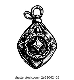 A vintage style illustration of ornate locket