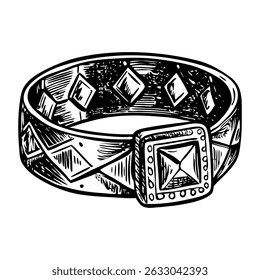 Uma ilustração estilo vintage mostrando pulseira de safira