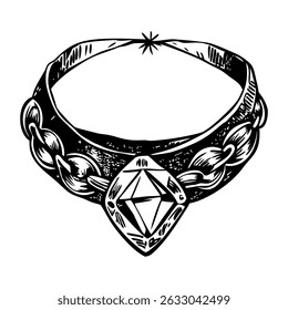A vintage style illustration of stone choker