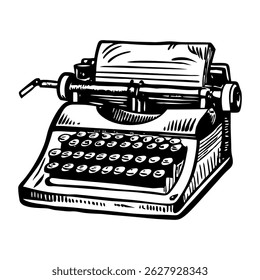 A vintage style illustration of a typewriter