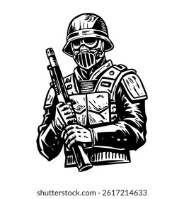 A vintage style illustration of a war leader 