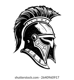 A vintage style illustration of warrior helmet
