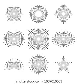 Vintage style of the image. Design elements for your projects. Hipster style. Light rays of burst. Great for retro style projects. Vector
