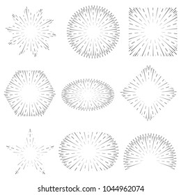 Vintage style of the image. Design elements for your projects. Hipster style. Light rays of burst. Great for retro style projects. Vector.