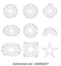 Vintage style of the image. Design elements for your projects. Hipster style. Light rays of burst. Great for retro style projects. Vector.