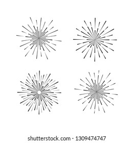 Vintage style of the image. Design elements for your projects. Hipster style. Light rays of burst. Set. Great for retro style projects. Vector 