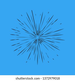 Vintage style of the image. Design elements for your projects. Hipster style. Light rays of burst. Great for retro style projects. Vector Sunbursts. Firework 