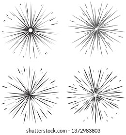 Vintage style of the image. Design elements for your projects. Hipster style. Light rays of burst. Great for retro style projects. Vector Sunbursts. Firework