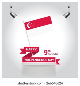 Vintage style Independence Day poster with the wording: August 9th, Independence Day, Singapore independence day poster set. spotlights on flag Vintage style Independence Day poster with the wording: August 9th, Independence Day, Singapore independence day poster set. spotlights on flag