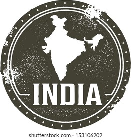 Vintage Style India Country Stamp