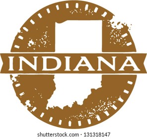 Vintage Style Indiana USA State Stamp