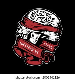 Vintage Style Inspirational Justice Skull T-shirt Design illustration