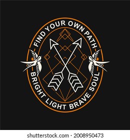Vintage Style Inspirational Outdoor Adventure Birds And Arrow T-shirt Design illustration