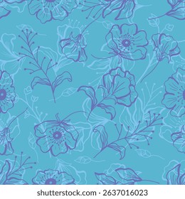Vintage style inspired of Hibiscus pattern, suitable for prints, fabrics, or sublimation