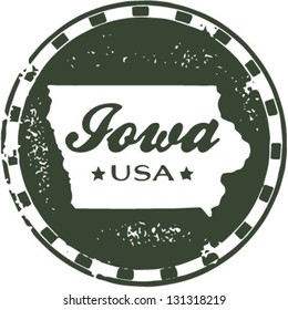 Vintage Style Iowa USA State Stamp