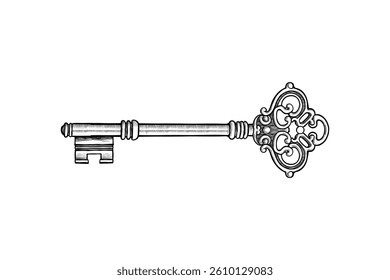 vintage style key drawing illustration