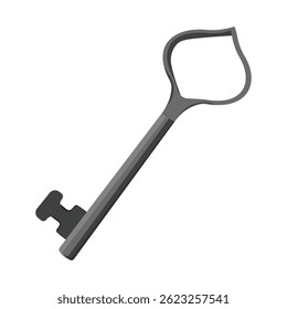Vintage style key with a unique round handle and a simple metal design illustration