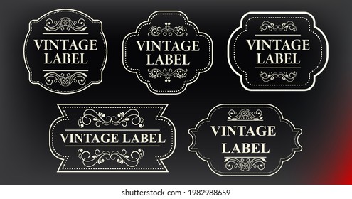 Vintage style label design with calligraphy element pattern vector illustration. The vintage illustration label design on black background.