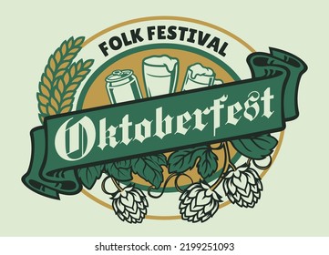 Vintage Style Label of Oktoberfest Event Design