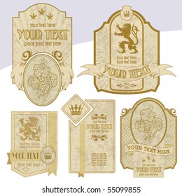 vintage style labels on different topics for decoration and design