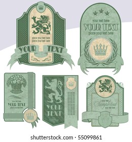 vintage style labels on different topics for decoration and design