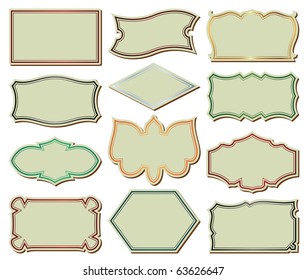 vintage style labels on different topics for decoration and design