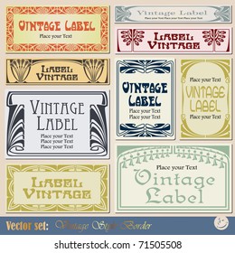 vintage style labels on different topics for decoration and design