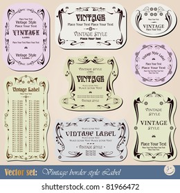 vintage style labels on different topics for decoration and design