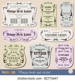 vintage style labels on different topics for decoration and design