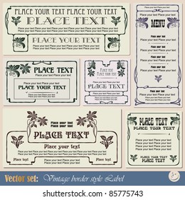 vintage style labels on different topics for decoration and design