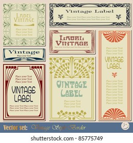 vintage style labels on different topics for decoration and design