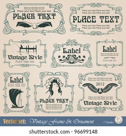 vintage style labels on different topics for decoration and design