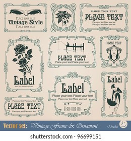 vintage style labels on different topics for decoration and design