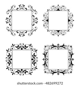 Vintage style lacy square frames collection. Decorative frame set for your design for any holiday 