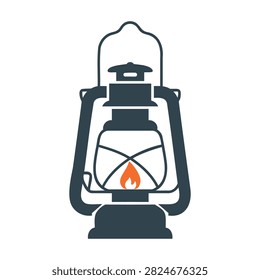 Vintage Style Lantern With Flame Light Inside Illustration