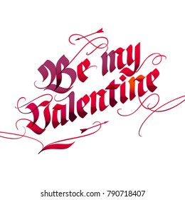 Vintage style lettering for Valentine's day with arrows and flourishes isolated
